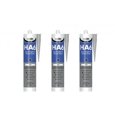 3 x HA6 Silicone Sealant - RTV Marine 310ml Grey