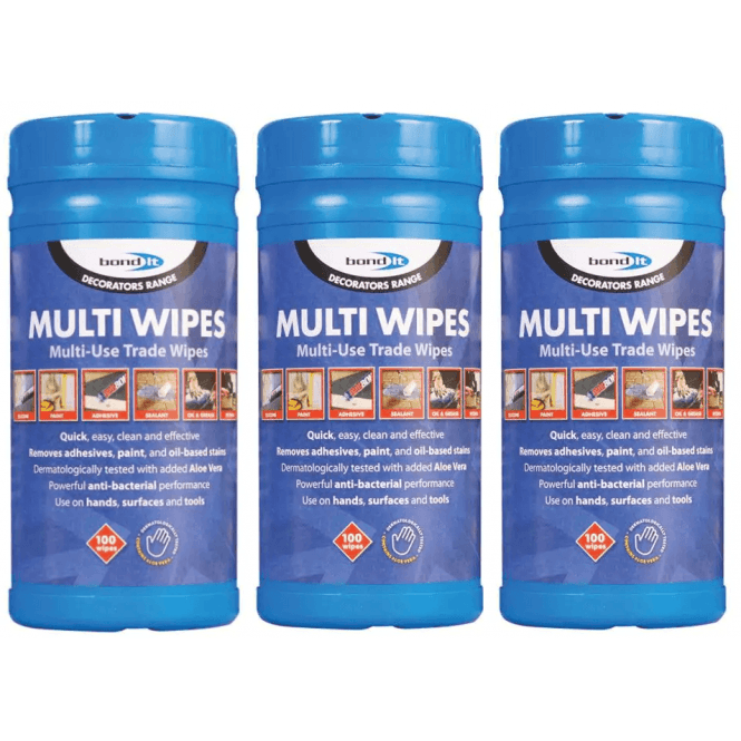 Bond It 3x 100 White Multi-Wipes for Hands, Tools and Surfaces