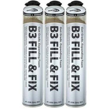 3x 750ML Beige B3 Fill and Fix Expanding Gun Foam