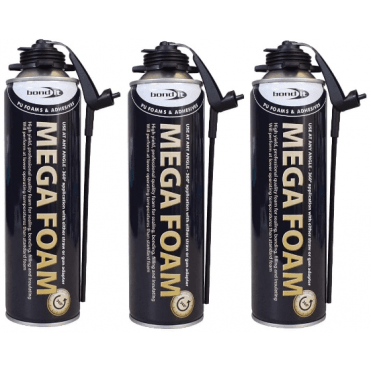 3x 750ml Mega Foam Gun/Aerosol PU Expanding Foam