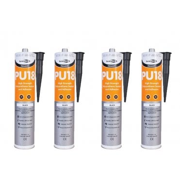 4 x 310ML PU18 Hybrid Sealant/Adhesive Black