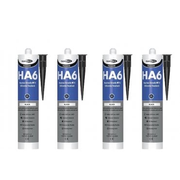 4 x HA6 Silicone Sealant - RTV Marine 310ml Black