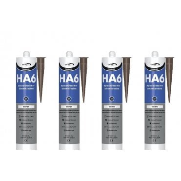 4 x HA6 Silicone Sealant - RTV Marine 310ml Brown