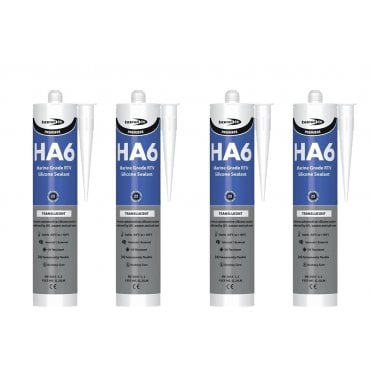 4 x HA6 Silicone Sealant - RTV Marine 310ml Clear