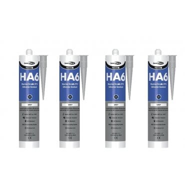 4 x HA6 Silicone Sealant - RTV Marine 310ml Grey