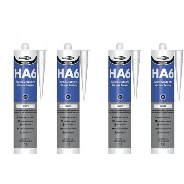 4 x HA6 Silicone Sealant - RTV Marine 310ml White