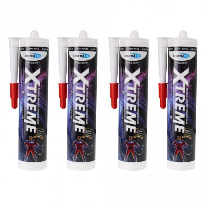 Bond It 4 x xtreme Sanitary Silicone White 310ml