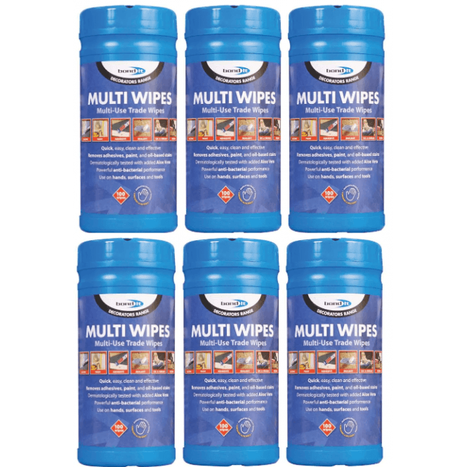 Bond It 6x 100 White Multi-Wipes for Hands, Tools and Surfaces
