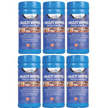 6x 100 White Multi-Wipes for Hands, Tools and Surfaces