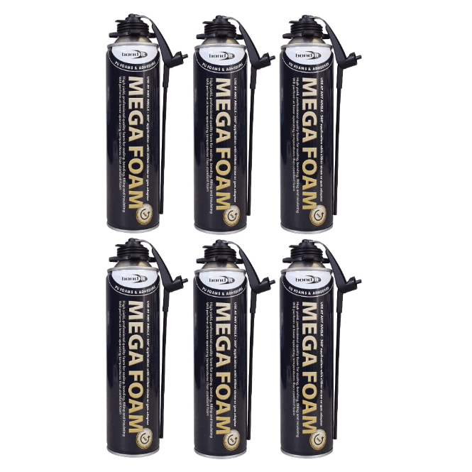 Bond It 6x 750ml Mega Foam Gun/Aerosol PU Expanding Foam
