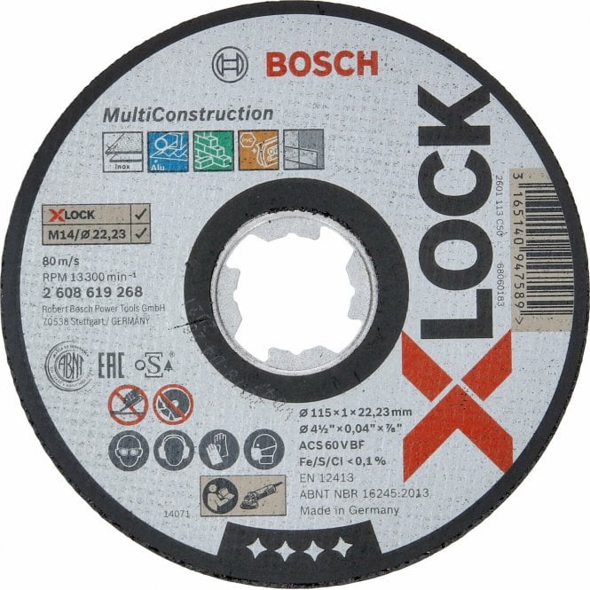 Bosch 115mm x-Lock Multi Construction Grinder Cutting Disc