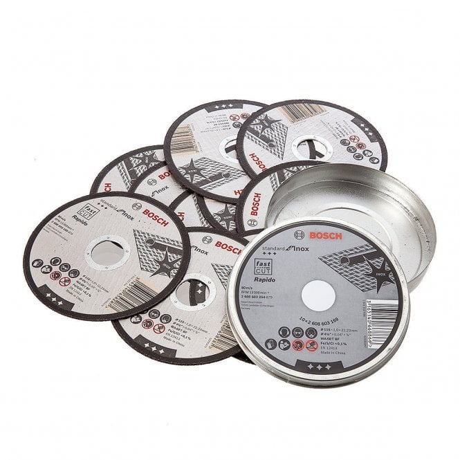 Bosch 125mm x 1mm Thin Slit Inox Cutting Discs Pack of 10