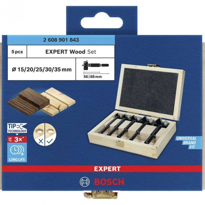 Bosch 15.0-35.0mm Expert Wood Forstner Drill Bit Set - 5 Piece
