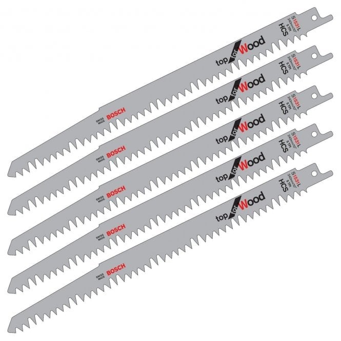 Bosch 240mm S1531L HCS Reciprocating Sabre Saw Blades Pack of 5