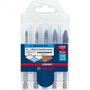 4.0-10.0mm Expert HardCeramic HEX-9 Drill Bit Set - 5 Piece