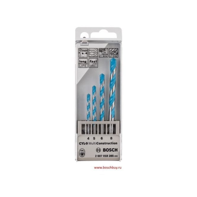 Bosch 4-8mm 4-Piece CYL-9 Multi-Construction Drill Bit Set