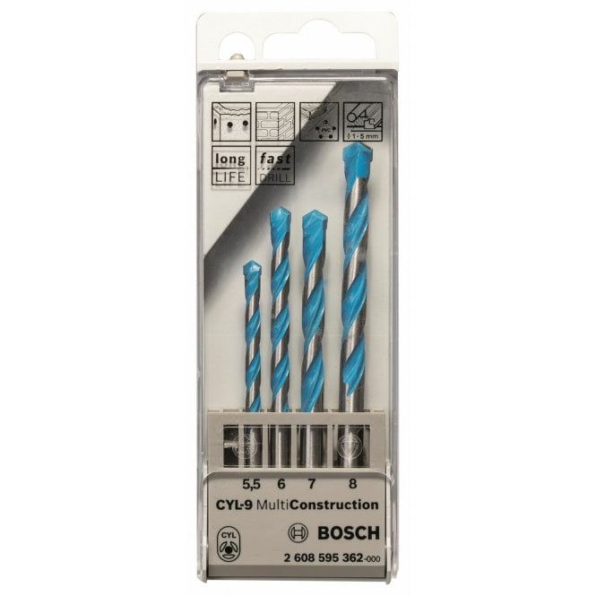 Bosch 5.5-8mm 4-Piece CYL-9 Robust Multi-Construction Bit Set