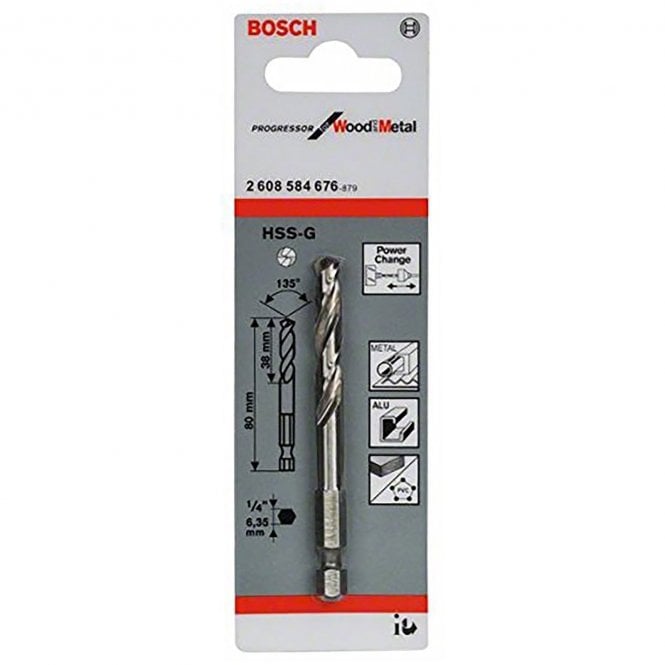 Bosch 80mm 135Deg Power-Change HSS-G Holesaw Pilot Drill Bit