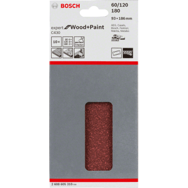 93mm x 186mm 10-Piece Sanding Sheets for Orbital Sanders