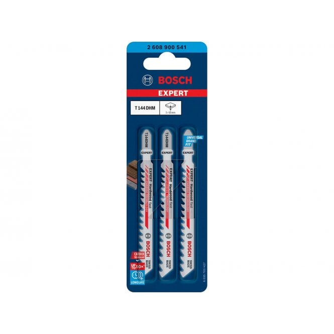 Bosch T144 DHM Hardwood Fast Carbide Jigsaw Blade Pack of 3
