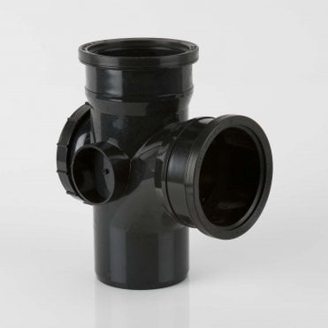 110mm Push-Fit Soil Pipe 92.5° Double Socket Access Branch BLACK - BS447B