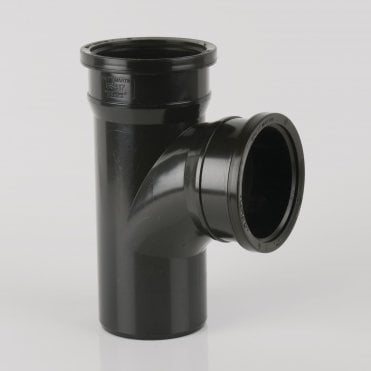 110mm Push-Fit Soil Pipe 92.5° Double Socket Plain Branch BLACK - BS417B