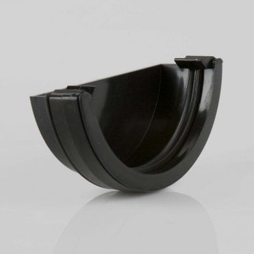 112mm Half Round Gutter External Stop End BLACK - BR047B