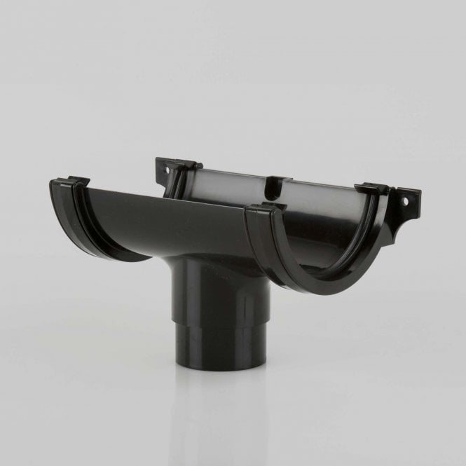 Brett Martin 112mm Half Round Gutter Running Outlet BLACK - BR045B