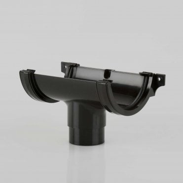 112mm Half Round Gutter Running Outlet BLACK - BR045B