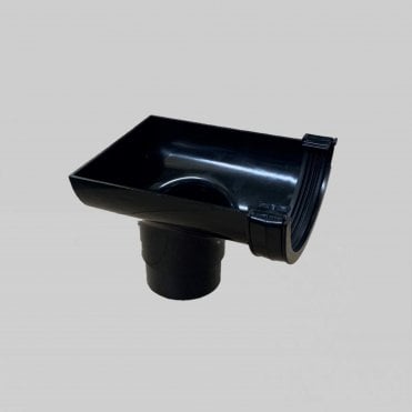 112mm Half Round Gutter Stopend Outlet BLACK - BR456B