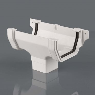 114mm Square Gutter Running Outlet ARCTIC WHITE - BR055A