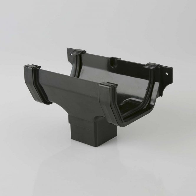 Brett Martin 114mm Square Gutter Running Outlet BLACK - BR055B