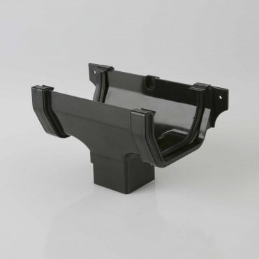 114mm Square Gutter Running Outlet BLACK - BR055B