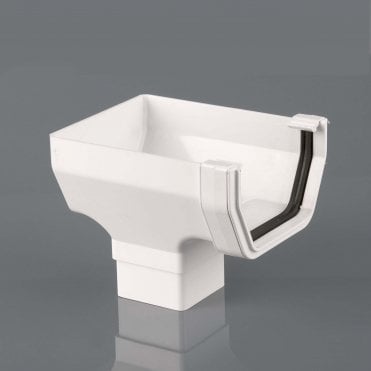 114mm Square Gutter Stopend Outlet ARCTIC WHITE - BR556A