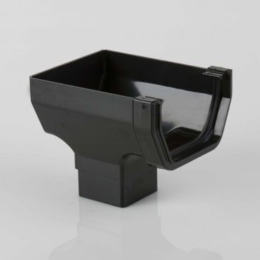 114mm Square Gutter Stopend Outlet BLACK - BR556B