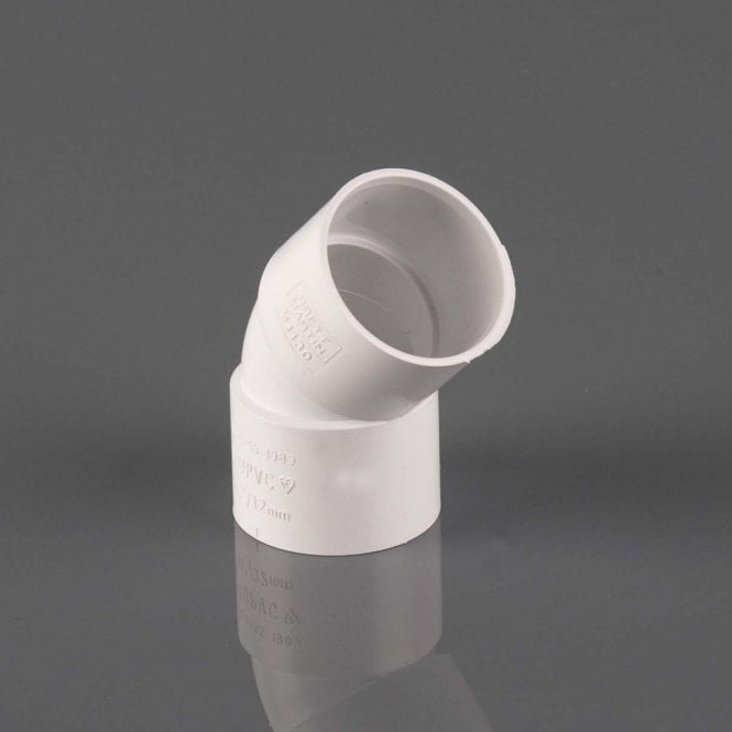 Brett Martin 40mm Solvent Waste 135° Obtuse Bend WHITE - W2130WP