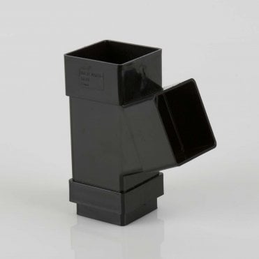 65mm Square Downpipe 112.5° Branch BLACK - BR518B
