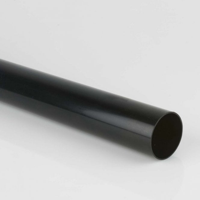 Brett Martin 68mm x 2.5m Round Downpipe Length Plain Ended BLACK - BR201B