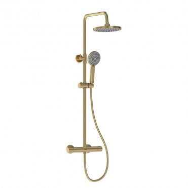 BUZZ Adjustable Rigid Riser Diverter Bar Shower - Brushed Brass