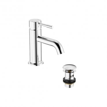 Mila Basin Mixer Tap with Clicker Waste - Chrome