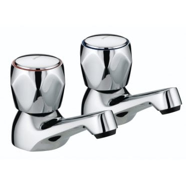 Value Club Basin Pillar Taps with Metal Heads Chrome (Pair)