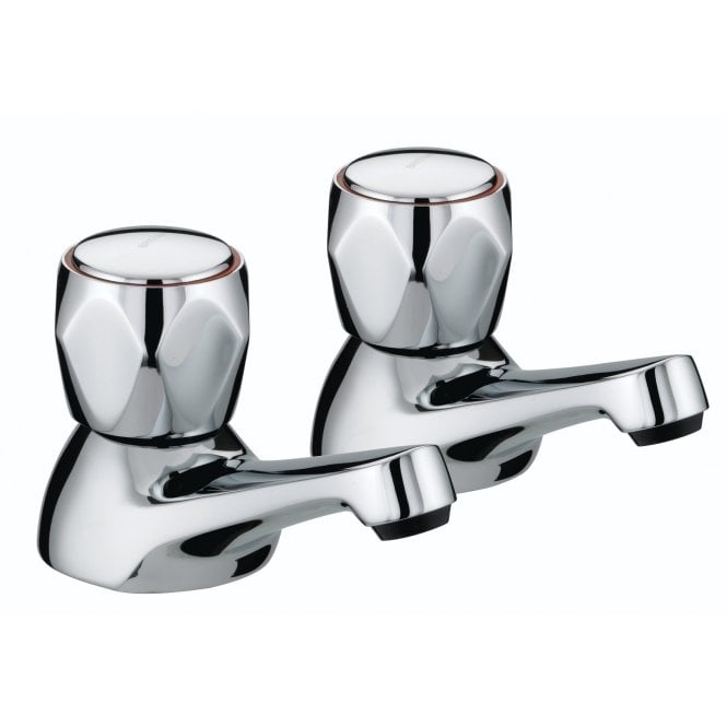 Bristan Value Club Bath Pillar Taps with Metal Heads Chrome (Pair)