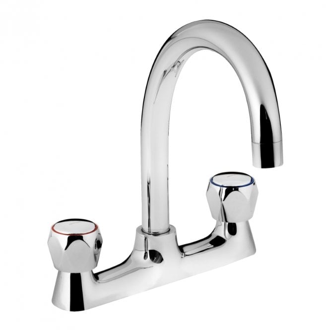 Bristan Value Club Deck Sink Mixer with Metal Heads Chrome
