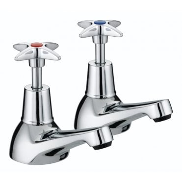 Value Cross Top Bath Pillar Taps Chrome (Pair)