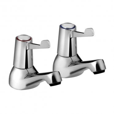 Value Lever Basin Pillar Taps with 3" Lever Chrome (Pair)