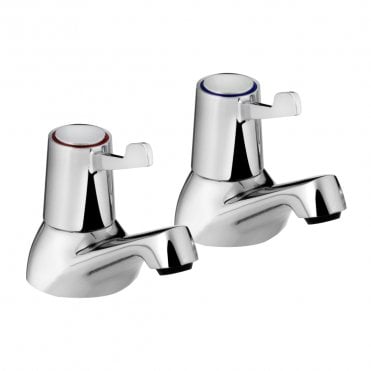Value Lever Bath Pillar Taps with 3" Lever Chrome (Pair)