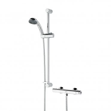 Zing Safe Touch Thermostatic Bar Mixer Shower & Kit - Chrome