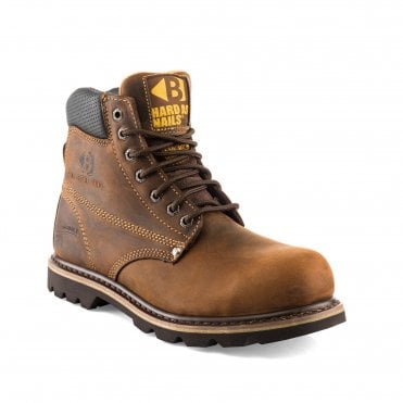 B425SM Safety Lace Boot, Leather Lined /Dark Brown Crazy Horse Leather