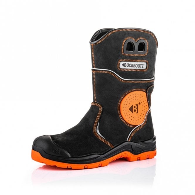 BuckBootz BVIZ5 S3 Orange/Black 360° High Visibility Metal Free Waterproof Safety Rigger Boot with Built-In Ankle Impact Protection