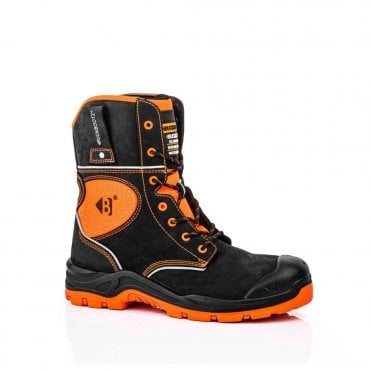 BVIZ6 S3 Orange/Black 360° High Visibility Metal Free Waterproof Safety High-Leg Lace Boot with Built-In Ankle Impact Protection